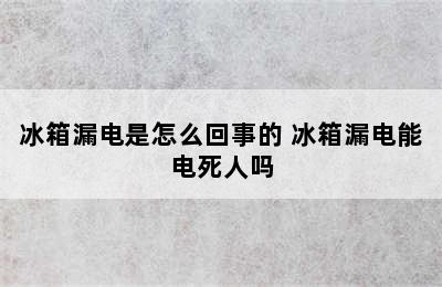 冰箱漏电是怎么回事的 冰箱漏电能电死人吗